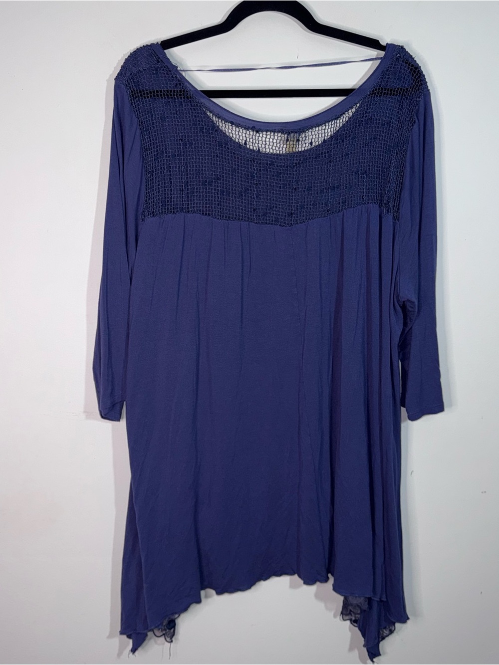 Cupio Curvy 3X Purple Fairycore Tunic Lace Crochet Lagenlook Boho Top - Picture 2 of 6
